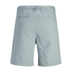 Short chino en coton bleu ciel uni à coupe ample avec 4 poches et cordon
