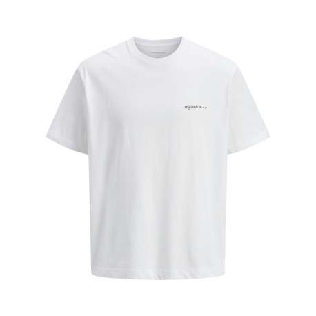 T-shirt en coton blanc à coupe large avec col rond et cheval imprimé au dos
