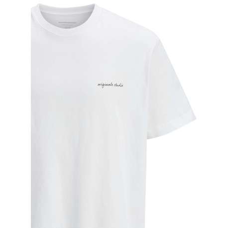 T-shirt en coton blanc à coupe large avec col rond et cheval imprimé au dos - Image 3