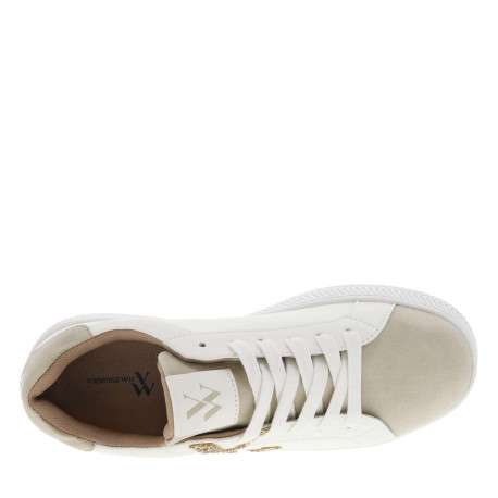 Tennis beige plates, fermeture par lacets plats avec bout en suédine - Image 4