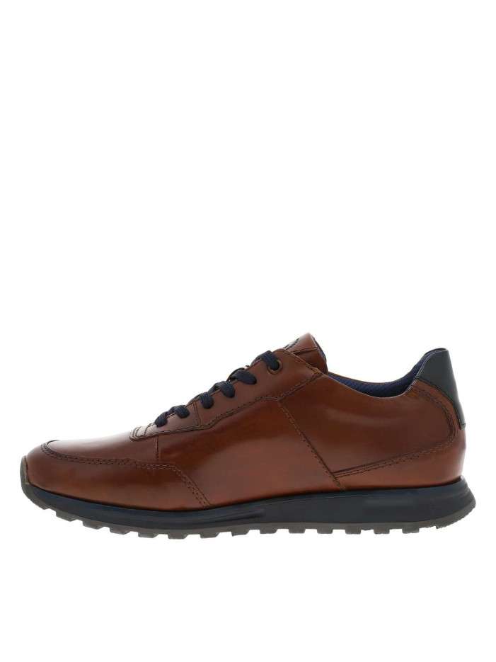 Sneakers en cuir cognac à...