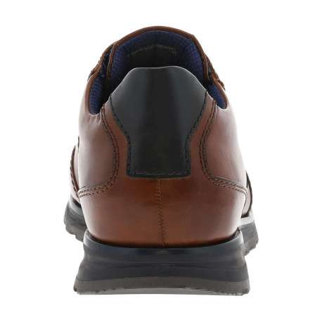 Sneakers en cuir cognac à semelle grise avec lacets plats bleus - Image 6