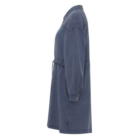 Robe courte Bodie indigo unie à coupe droite, col à revers et à manches longues - Image 3