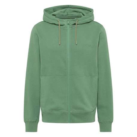Sweat zippé Brighton en coton vert uni à coupe droite et à capuche avec cordon