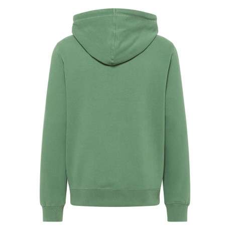 Sweat zippé Brighton en coton vert uni à coupe droite et à capuche avec cordon - Image 2