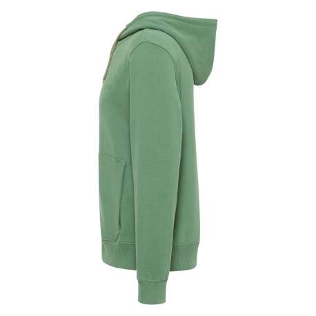 Sweat zippé Brighton en coton vert uni à coupe droite et à capuche avec cordon - Image 3