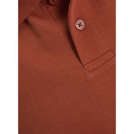 Polo en coton brique uni avec une coupe droite et un col boutonné - Image 2