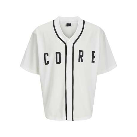 T-shirt blanc uni avec une coupe droite à col v et des manches courtes