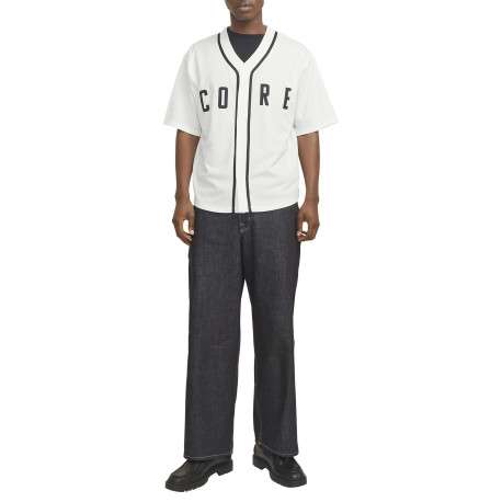 T-shirt blanc uni avec une coupe droite à col v et des manches courtes - Image 2