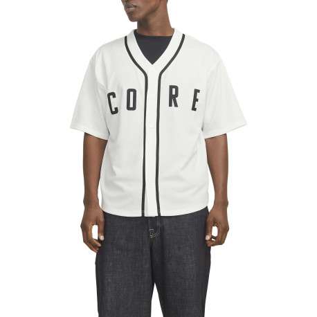 T-shirt blanc uni avec une coupe droite à col v et des manches courtes - Image 4