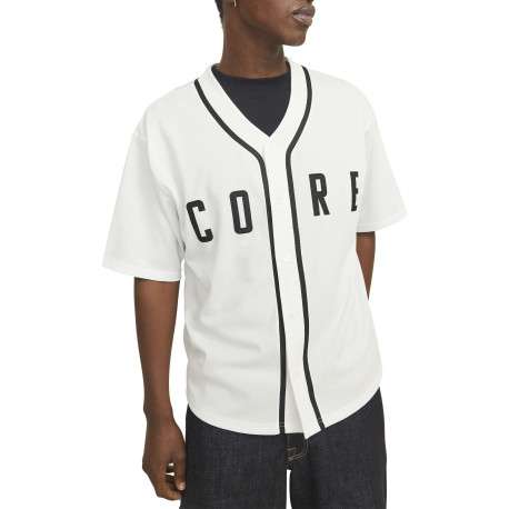 T-shirt blanc uni avec une coupe droite à col v et des manches courtes - Image 5