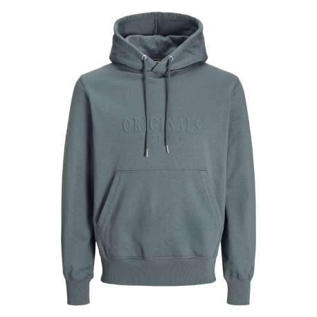 Sweat à capuche en coton mélangé bleu uni avec une coupe droite