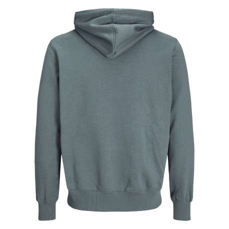 Sweat à capuche en coton mélangé bleu uni avec une coupe droite - Image 2