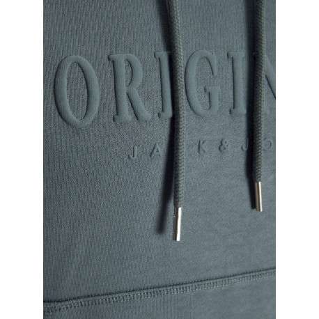 Sweat à capuche en coton mélangé bleu uni avec une coupe droite - Image 3