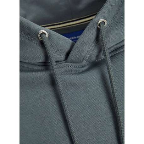 Sweat à capuche en coton mélangé bleu uni avec une coupe droite - Image 4