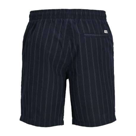 Short jogging marine rayé avec une coupe droite et une taille élastiquée - Image 2