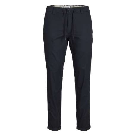 Chino en coton nuit uni avec une coupe droite et des passants pour ceinture