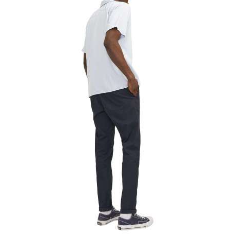 Chino en coton nuit uni avec une coupe droite et des passants pour ceinture - Image 5