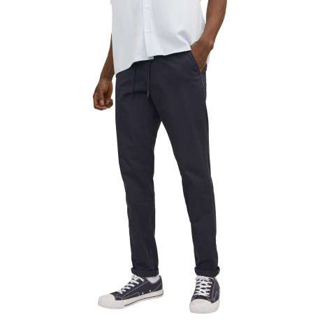 Chino en coton nuit uni avec une coupe droite et des passants pour ceinture - Image 7