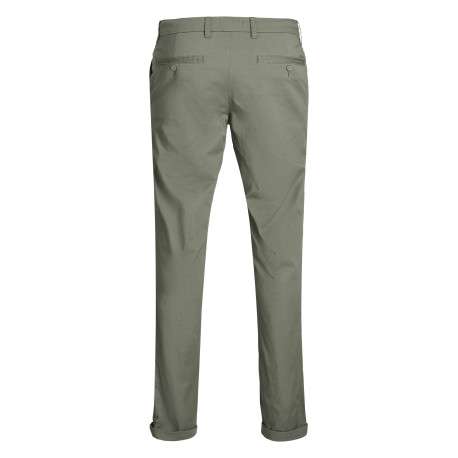 Chino en coton kaki uni avec une coupe droite et des passants pour ceinture - Image 2