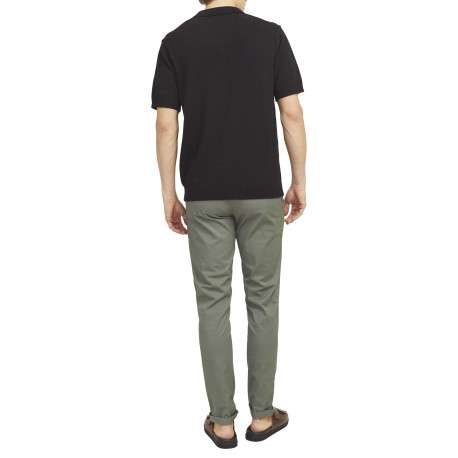 Chino en coton kaki uni avec une coupe droite et des passants pour ceinture - Image 4