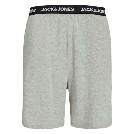 Pyjama court gris uni avec une coupe droite et une taille élastiquée - Image 3