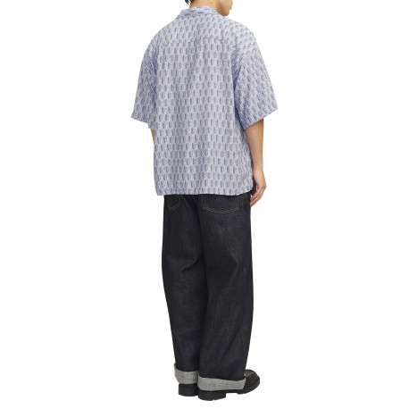 Chemise bleue imprimée avec une coupe droite et une fermeture boutonnée - Image 3