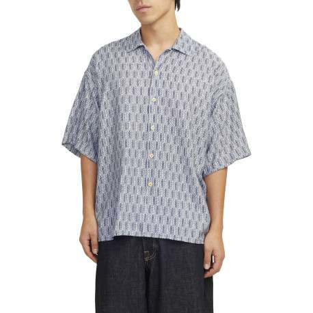 Chemise bleue imprimée avec une coupe droite et une fermeture boutonnée - Image 4