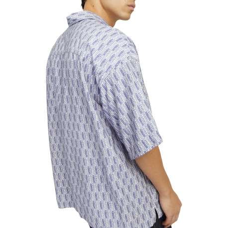 Chemise bleue imprimée avec une coupe droite et une fermeture boutonnée - Image 5