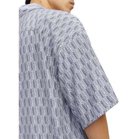 Chemise bleue imprimée avec une coupe droite et une fermeture boutonnée - Image 6