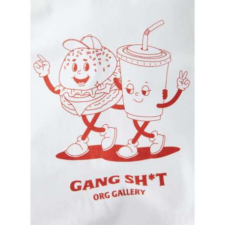 T-shirt en coton blanc uni avec des bonhommes et une coupe droite - Image 2