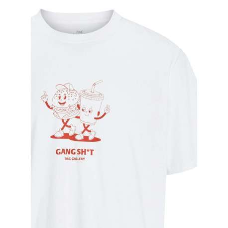 T-shirt en coton blanc uni avec des bonhommes et une coupe droite - Image 3