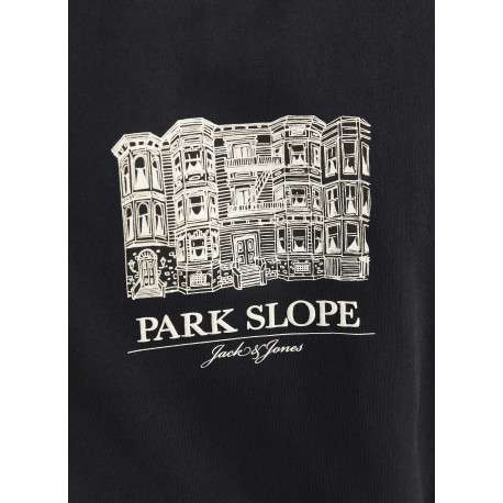 T-shirt en coton noir uni avec un building et une coupe droite à col rond - Image 6