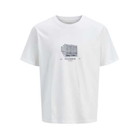 T-shirt en coton blanc uni avec un col rond et une coupe droite