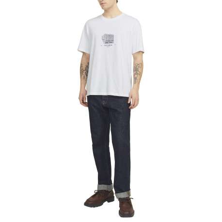 T-shirt en coton blanc uni avec un col rond et une coupe droite - Image 2