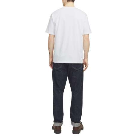T-shirt en coton blanc uni avec un col rond et une coupe droite - Image 3