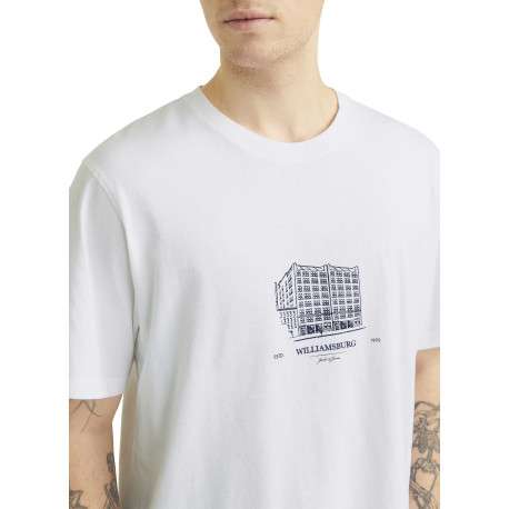 T-shirt en coton blanc uni avec un col rond et une coupe droite - Image 5