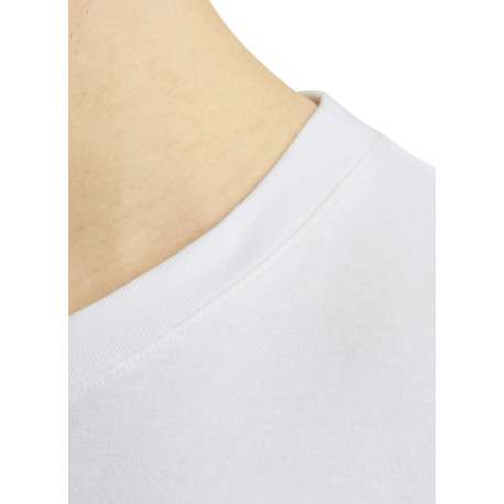 T-shirt en coton blanc uni avec un col rond et une coupe droite - Image 7