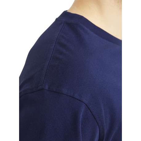 T-shirt en coton bleu uni avec un col rond et une coupe droite - Image 7