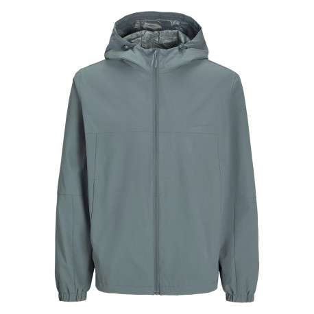 Blouson coupe vent bleu uni à coupe ajustée avec col à capuche