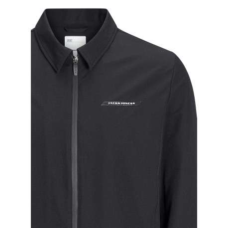 Surchemise noire unie à coupe droite avec col à revers et manches longues - Image 2