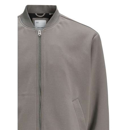 Bomber gris uni à coupe ajustée avec 2 poches raglan et fermeture zippée - Image 2