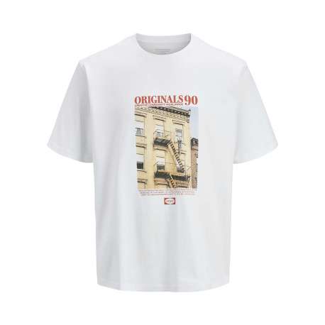 T-shirt en coton blanc imprimé New York à coupe loose avec col rond