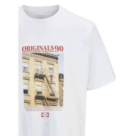 T-shirt en coton blanc imprimé New York à coupe loose avec col rond - Image 2