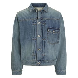 Blouson en Jean Kevin Jjjacket Sq 963 en coton indigo délavé à coupe regular