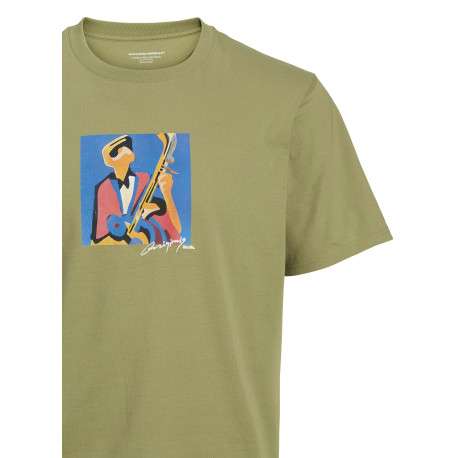 T-shirt en coton tilleul imprimé cubisme à coupe regular et col rond - Image 2