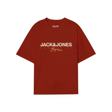 T-shirt manches courtes en coton rouille avec logo imprimé et coupe regular