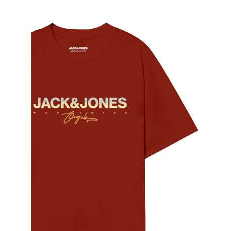T-shirt manches courtes en coton rouille avec logo imprimé et coupe regular - Image 2