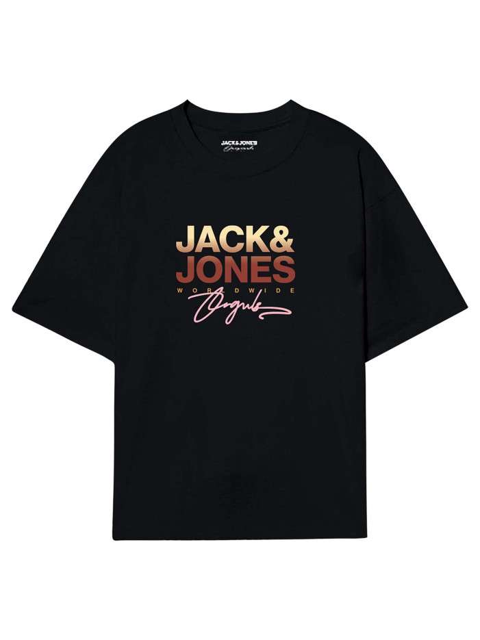 T-shirt noir en coton avec...
