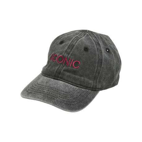 Casquette en coton anthracite brodée avec aspect délavé et surpiqûres
